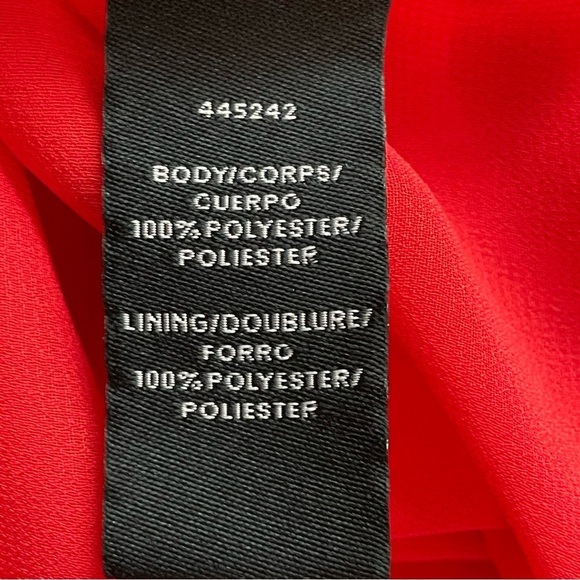 Monique Lhuillier | Red Chiffon Ruffle Floral Flutter Sleeve Dress - Picture 8 of 9